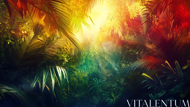 Tropical Canopy Illuminated by Golden Sunlight