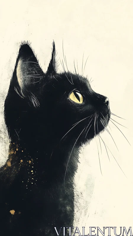 Mysterious Black Cat with Golden Eyes.