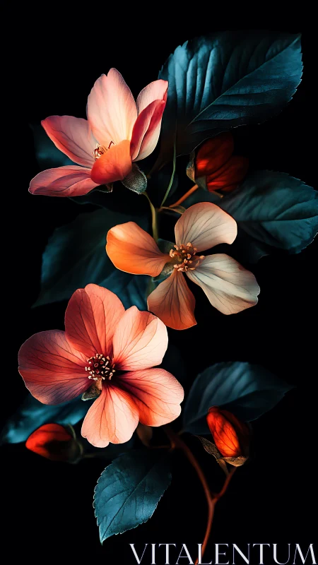 Delicate Blooms Dancing Against the Darkness.