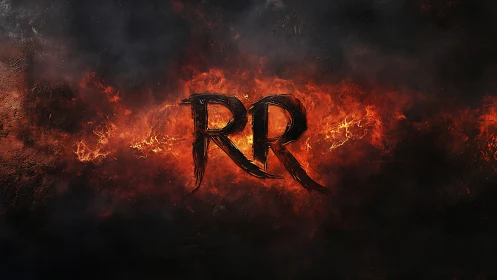 RR Logo Rendered in Intense Pyrolytic Combustion with Atmospheric Smoke