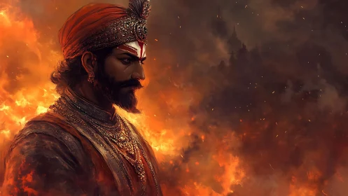 Ember crowned warrior walks through burning dusk of kingdoms