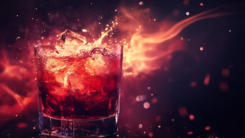 Fiery Beverage Splash: A Drink Bursting with Energy.