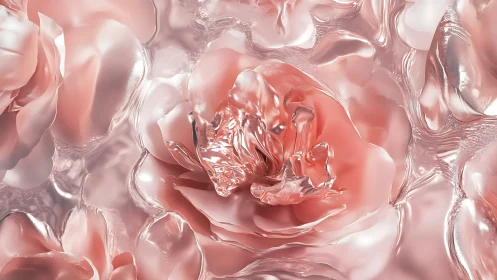 Three-dimensional floral composition rendered in translucent glass material