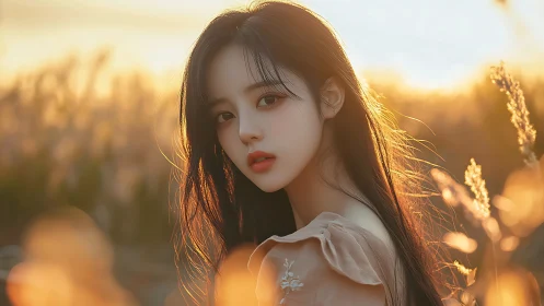 Golden hour portrait captures a quiet, gentle autumn moment