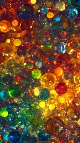 Chromatic glass orbs form luminous abstract bubble field.