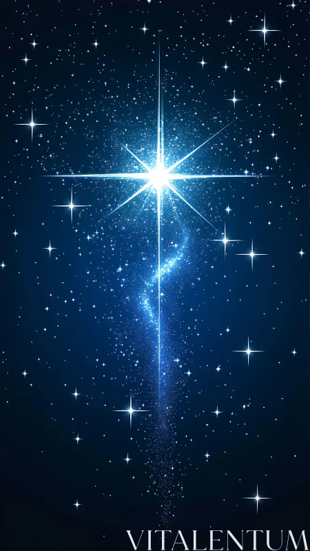 Luminous starburst trails across a midnight cosmic sky.