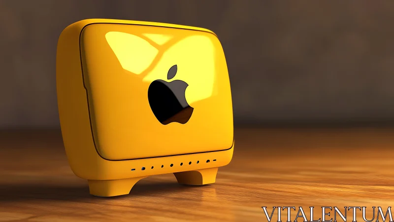 Retro Yellow iMac Computer Desk Display.