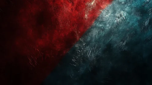 Abstract Red and Blue Textured Background with Diagonal Divide.