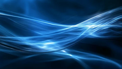 Silken blue currents glide like liquid light through shadow