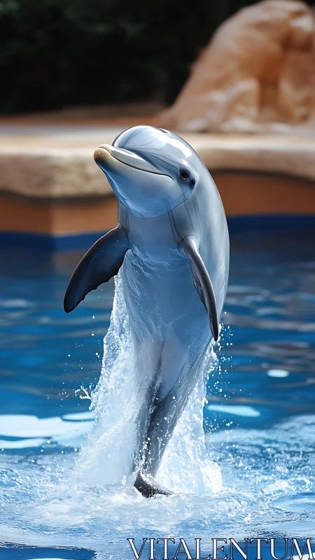 Playful dolphin pirouettes through sunlit sapphire water.