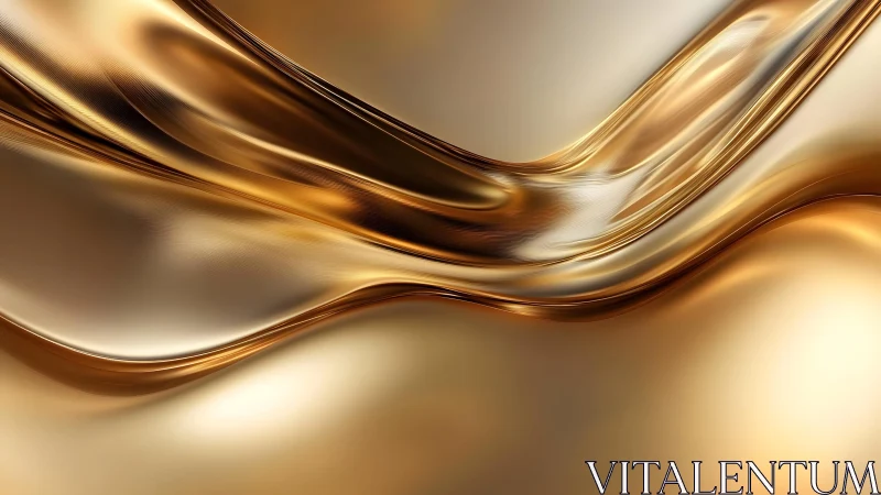 Abstract golden waves digital art with smooth metallic texture.
