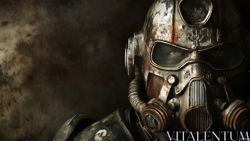 Weathered wasteland warrior in battle-scarred armor.