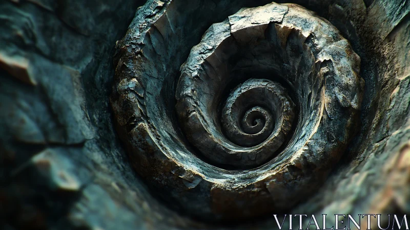 Stone spiral tunnel forms deep textured circular vortex