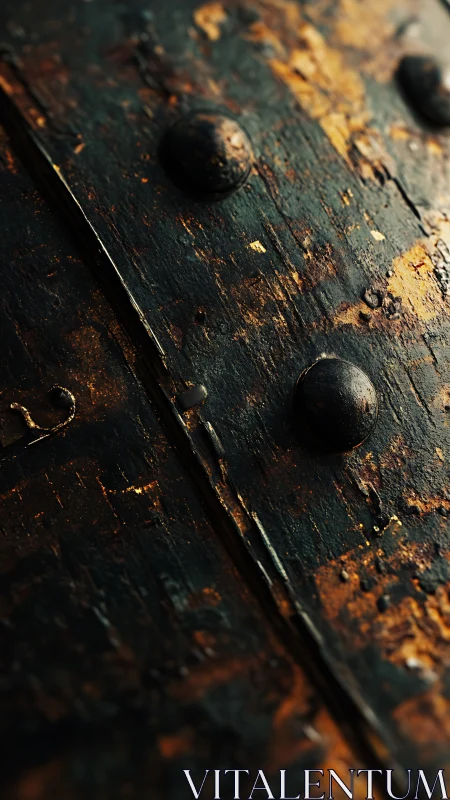 Weathered metal surface glows with rich rustic patina