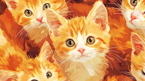 Playful Orange Tabby Cats with Warm Golden Tones and Curious Eyes
