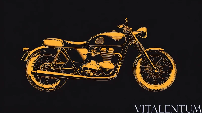 Vintage motorcycle silhouette glows in bold golden lines.