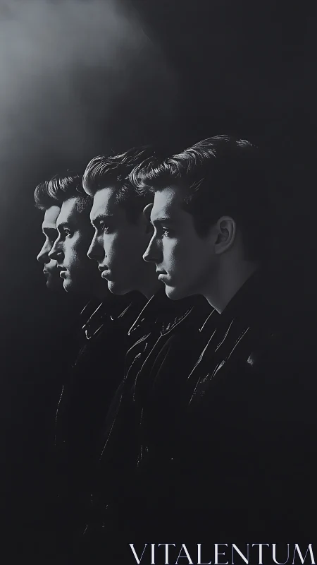 Layered monochrome portraits explore identity in shadow