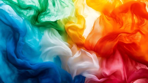 Silk fabric waves blend vivid spectrum color gradients.