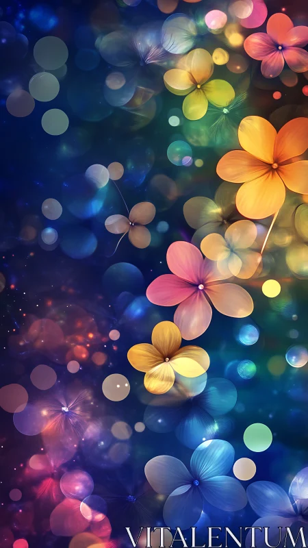 Luminous Flowers Float Through Bokeh Light Field