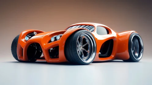 Sleek orange concept car glows with bold futuristic curves