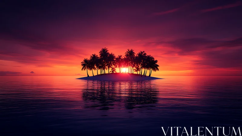 Tropical Paradise at Sunset: Island Dreams Unfold.