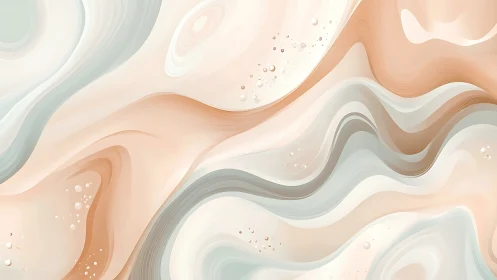 Soft pastel fluid waves over abstract layered landscape.