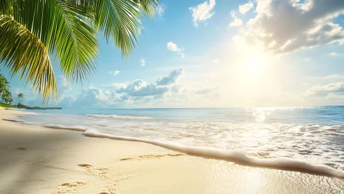 Sunlit tropical shoreline invites a calm and gentle escape