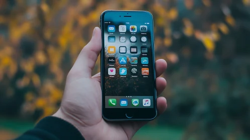 Mobile Life: Hand-Held Smartphone in Nature.