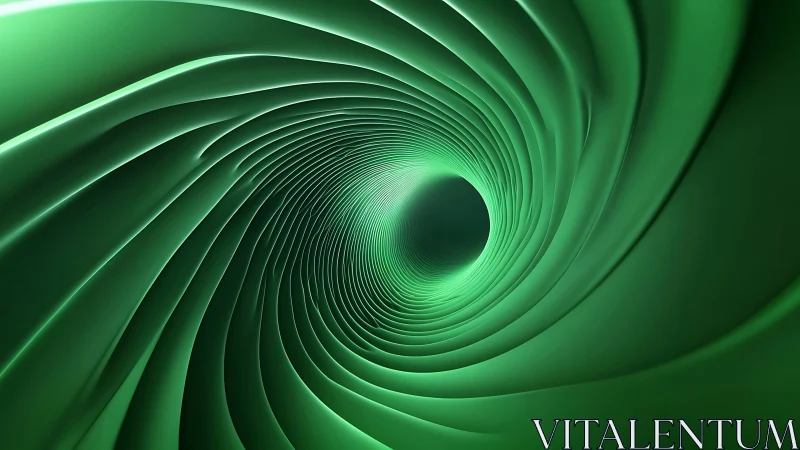 Green abstract tunnel of layered curved forms in depth.