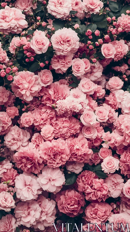 Dense Pink Rose Garden Viewed from Above with Varied Bloom Stages
