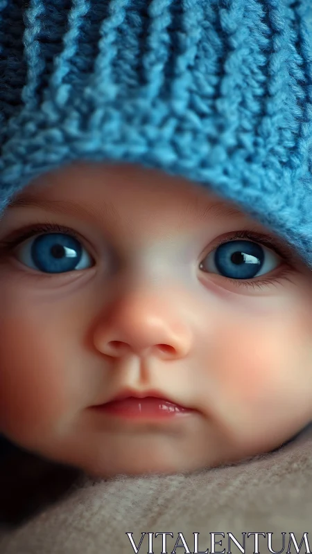 Baby's Wonder: Curious Eyes Wrapped in Warmth.