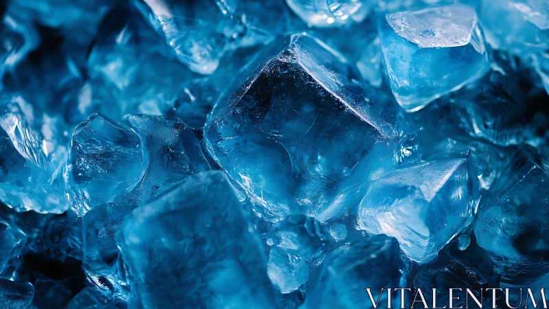 Glittering blue ice crystals glow in vivid close-up detail.