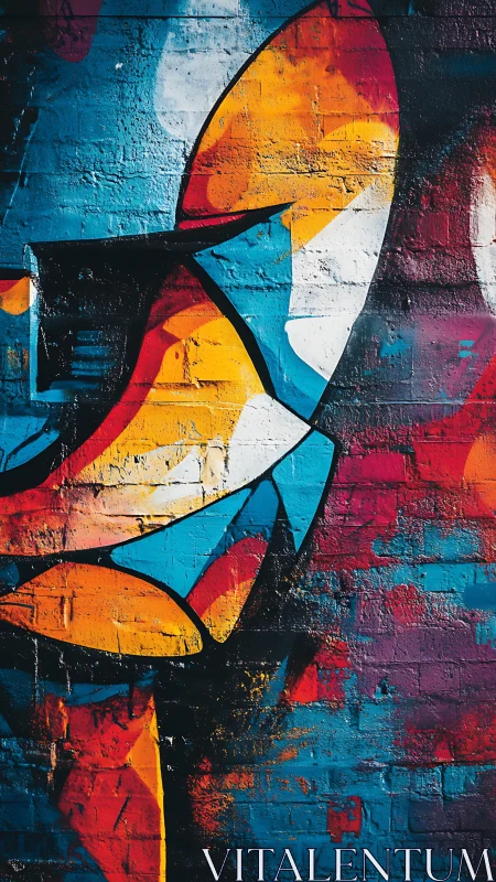 Vibrant abstract street mural energizes a weathered brick wall