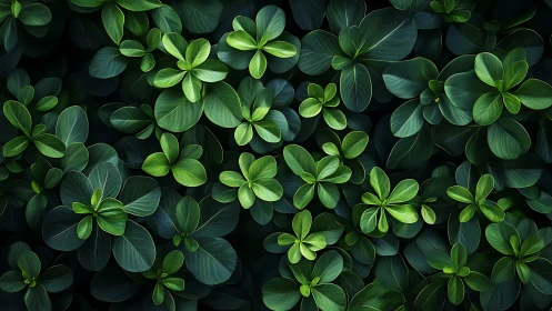 Dense cluster of layered green leaves fills the entire frame