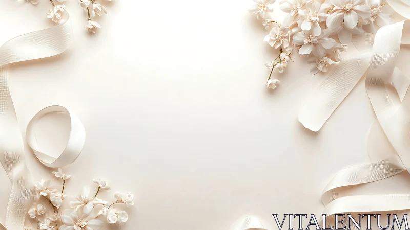 Ivory ribbon frame with delicate white floral accents.