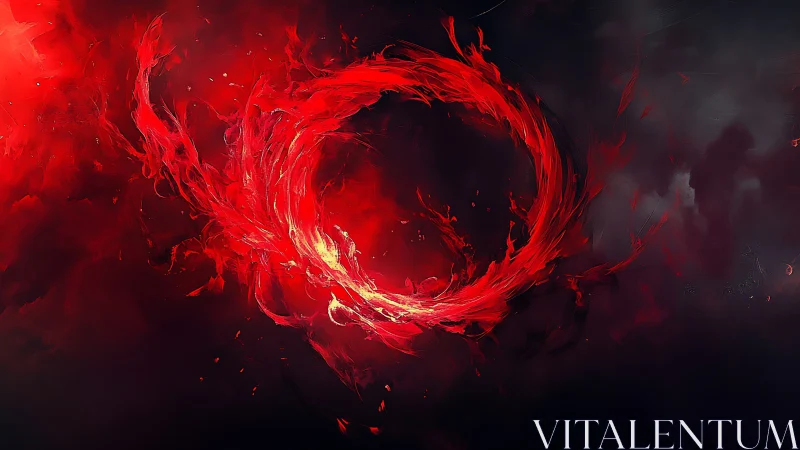 Turbulent red plasma torus in high-contrast void field.