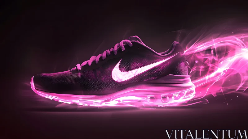 Electric pink runner blazes forward in neon-fueled motion