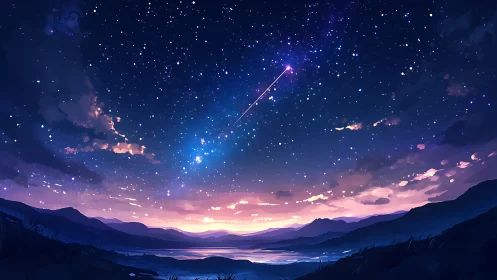 Starlit valley listens while a lone comet scribbles wishes