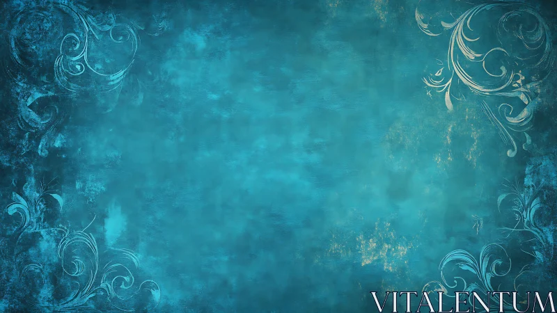 Turquoise mist ballroom with swirling vintage flourishes.