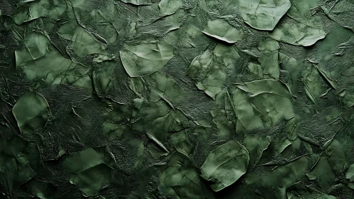 Textured emerald impasto surface with layered relief pattern.