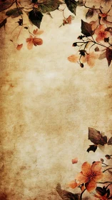 Vintage floral parchment layout with aged botanical framing.