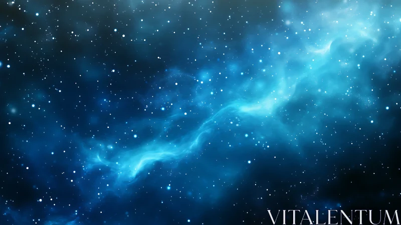 Nebula-like blue gas cloud stretches across dense star field