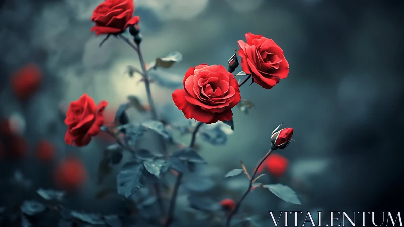 Vivid Red Roses with Selective Focus Depth of Field Rendering