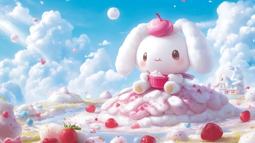Cute Rabbit Character in Candy Cloud World