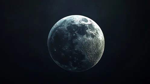 Cold moon hangs like a carved marble lantern in space
