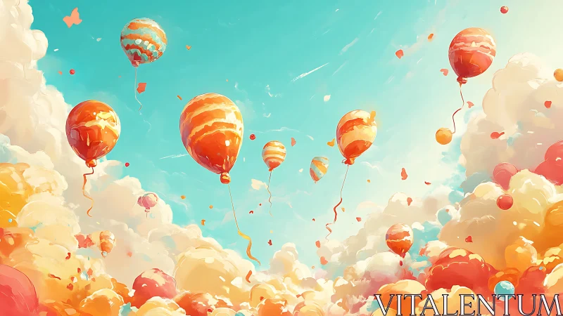 Candy-cloud balloons drift lazily through a sherbet sky