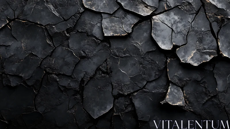 Charred cracked stone surface forms dark abstract background