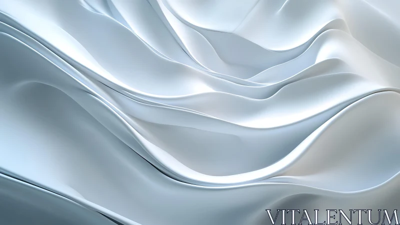 Smooth White Satin Waves Abstract Digital Art Background.
