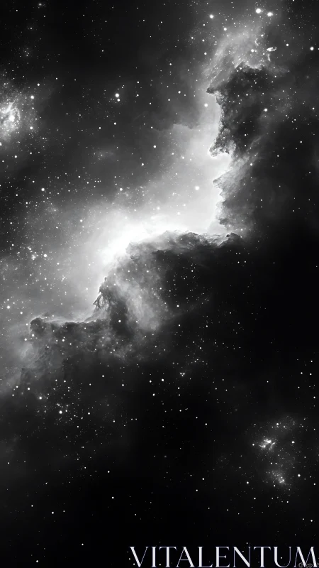 High contrast monochrome nebula reveals dense stellar field gradients