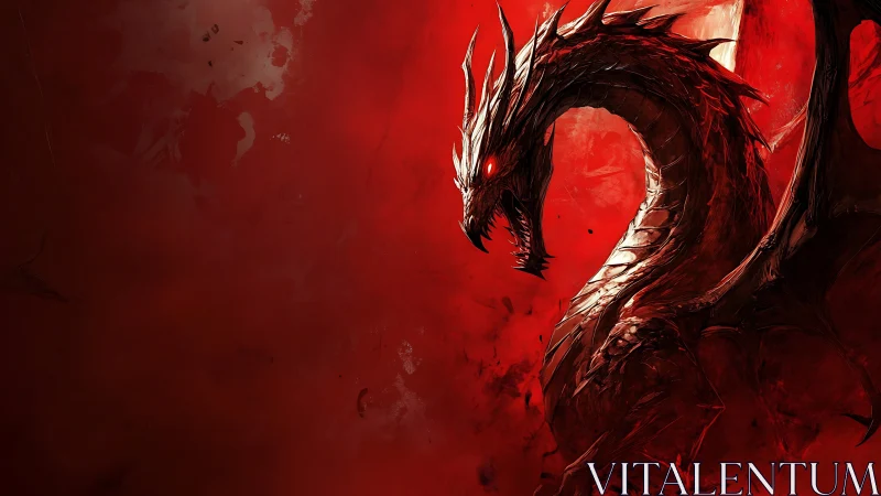 Red digital rendering shows serpentine dragon profile